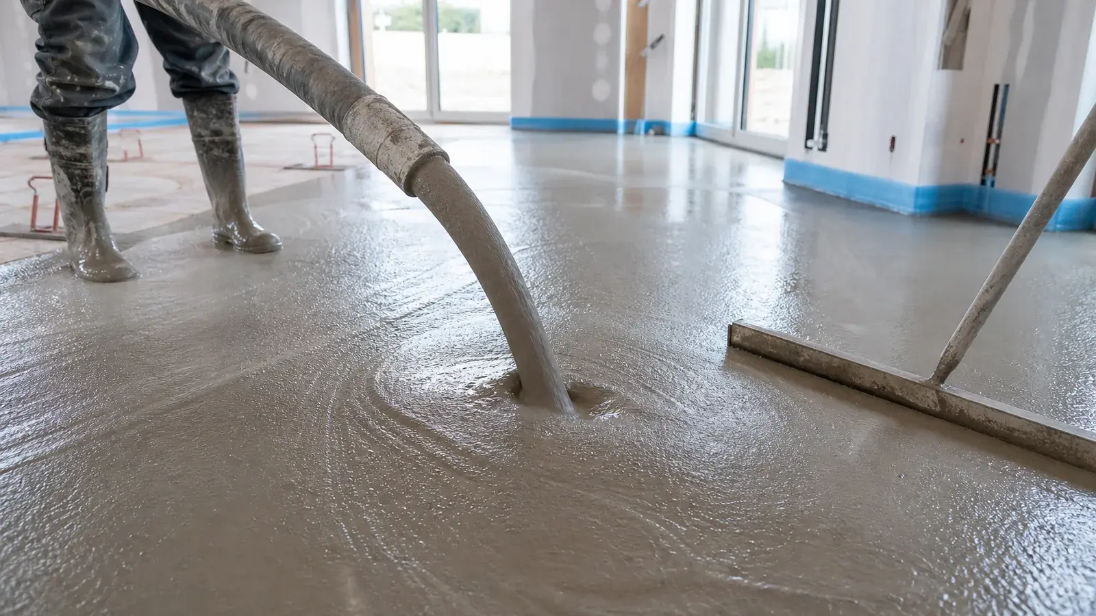 Béton adjuvanté fluide mis en œuvre sur chantier à Poitiers