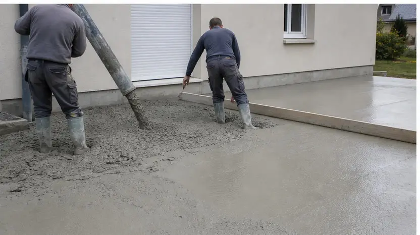 Allée carrossable en béton avec surface régulière