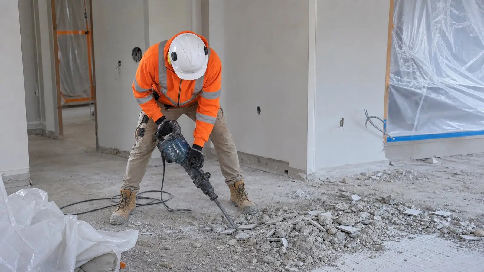 Curage intérieur au marteau-piqueur avant rénovation