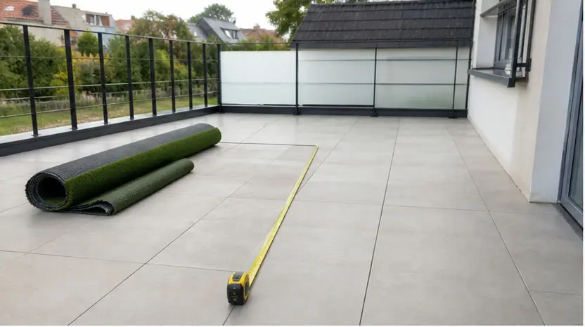 Terrasse préparée avant pose de gazon synthétique pour Gazon synthétique à Poitiers