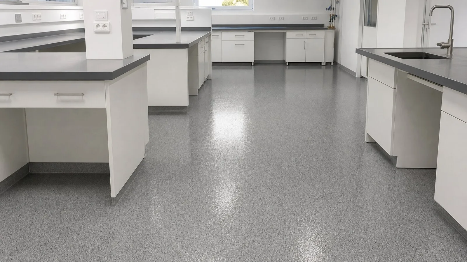 Laboratoire propre avec sol polyuréthane hygiénique gris satiné à Poitiers