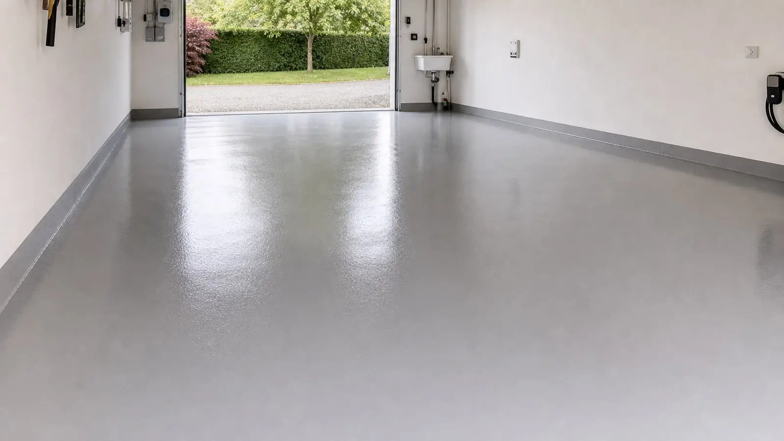 Sol de garage en résine époxy gris à Poitiers