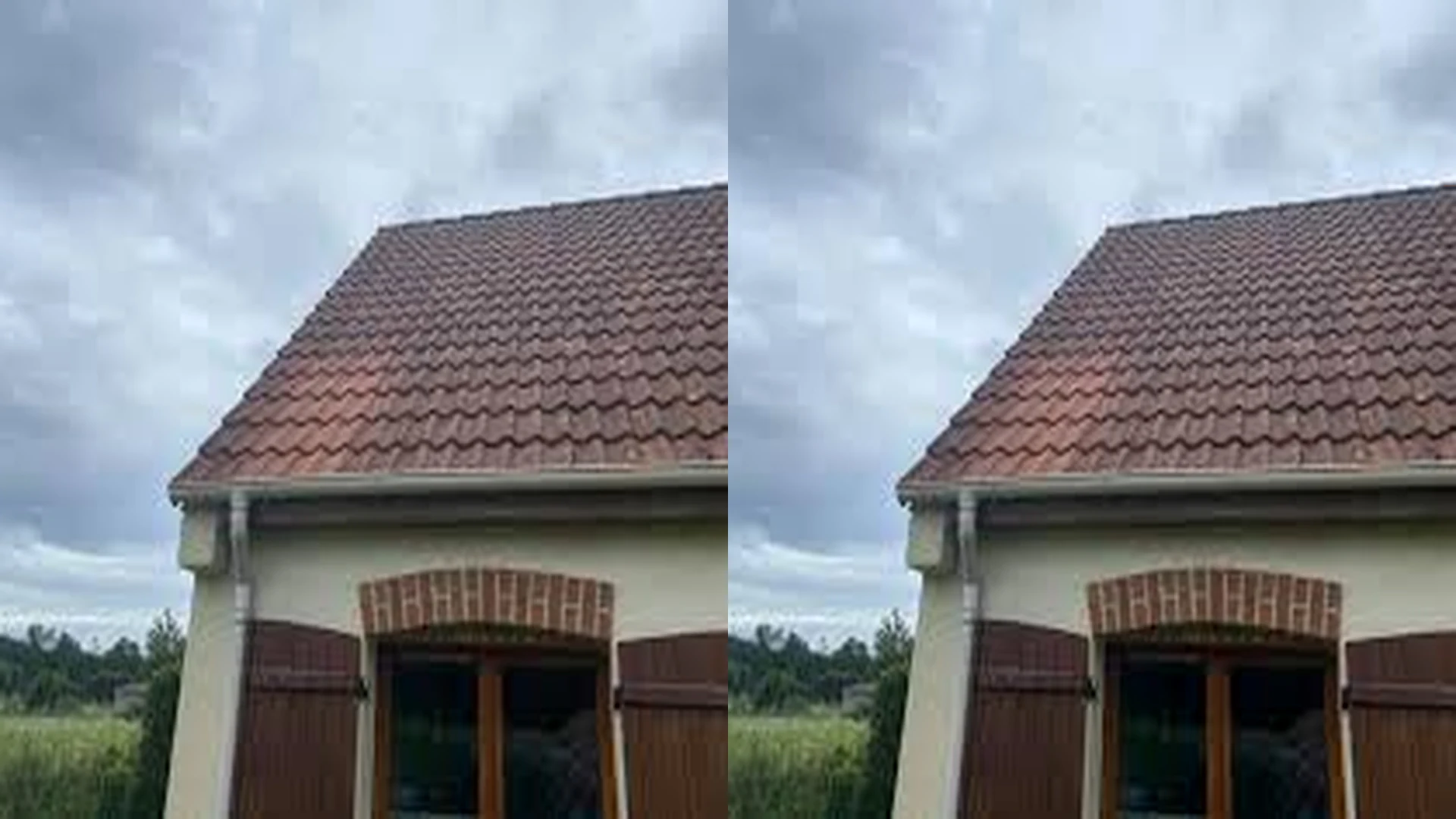 Avant après démoussage de toiture à Buxerolles
